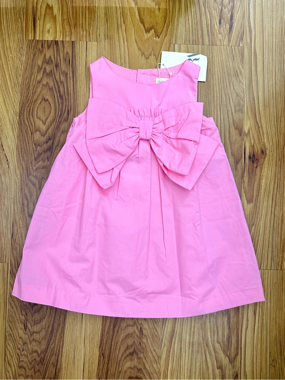 Zara Pink Sleeveless Bow-Applique Party Dress